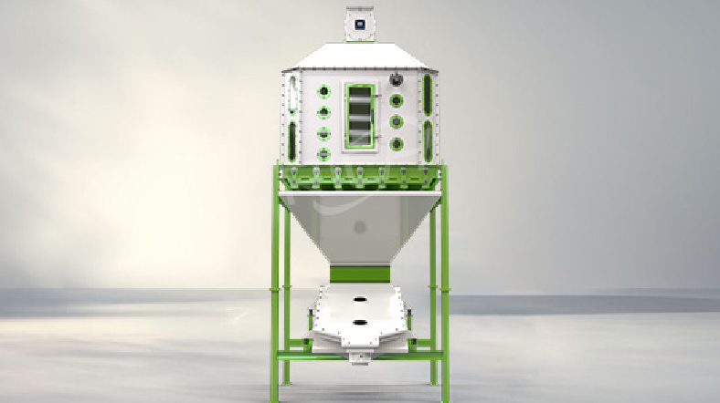 Pellet air cooling machine for post-production cooling and drying.