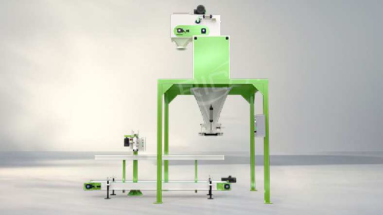 Pellet packaging machine for quantitative bagging and sealing.