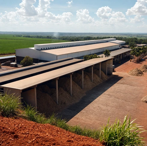 A bagasse and corn stalk mixed pellet plant with a capacity of 6-8 tons/hour in Brazil