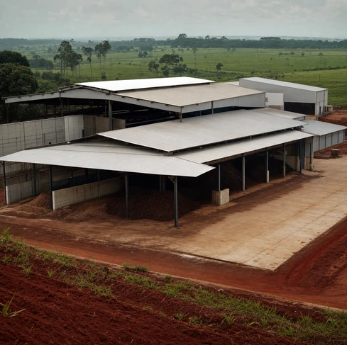 A cow manure pellet plant with a capacity of 6-8 tons/hour in Brazil
