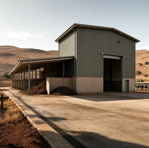 A dairy cow manure pellet plant with a capacity of 5 tons/hour in South Africa
