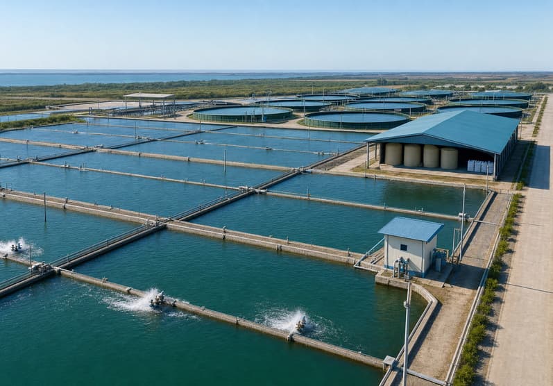Modern large-scale fish farms